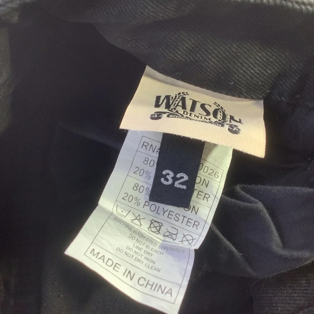 Watson Denim Mens 32 x‎ 29 Black Distressed Embroidered Graphic Jeans NWT